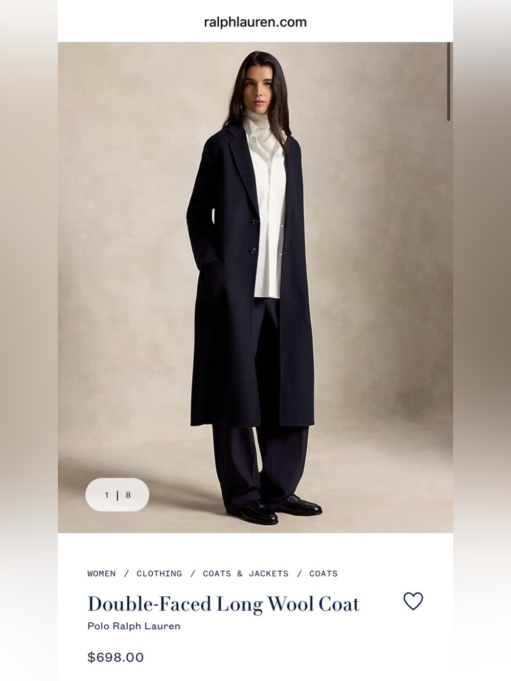 Polo by Ralph Lauren Navy Wide-Leg Wool Trousers